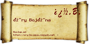 Őry Bojána névjegykártya